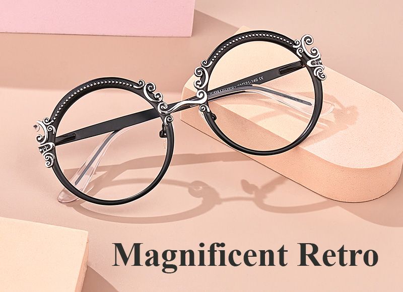 Nelida Designer Black Round Frame Glasses | Zeelool4