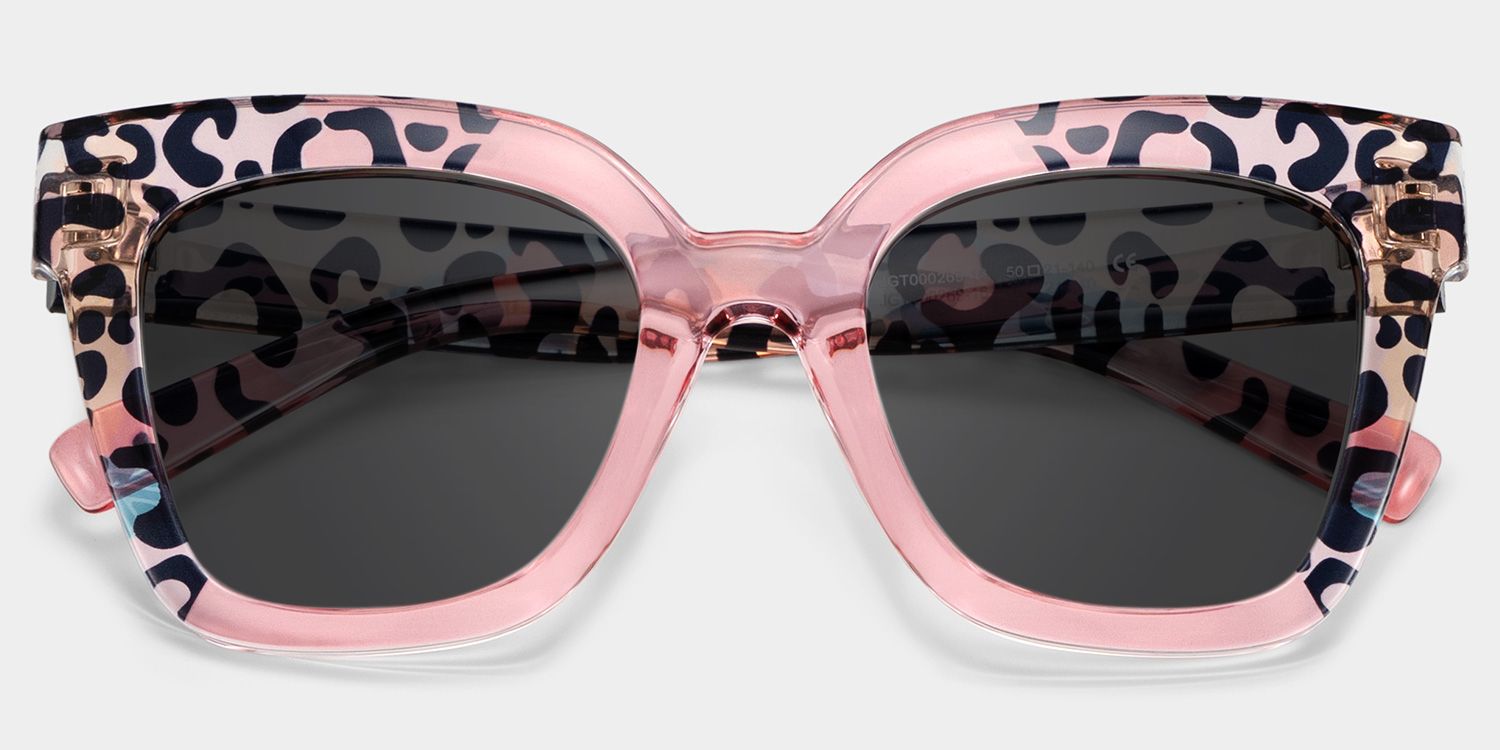 Malcolm Pink Leopard Print Sunglasses for Women Square Frame1