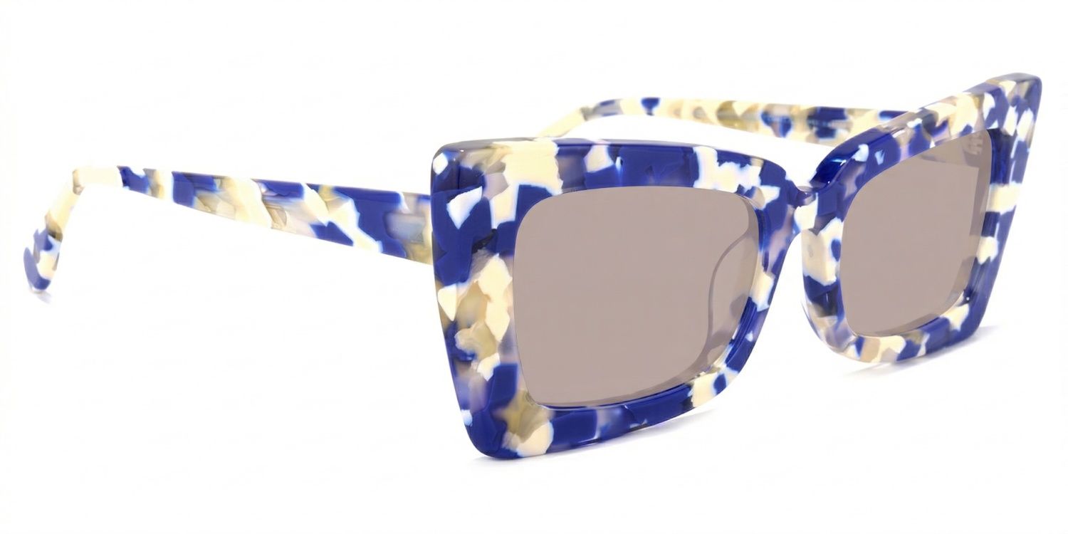Newell Rectangle Style Blue-Floral Frame Sunglasses | ZEELOOL2