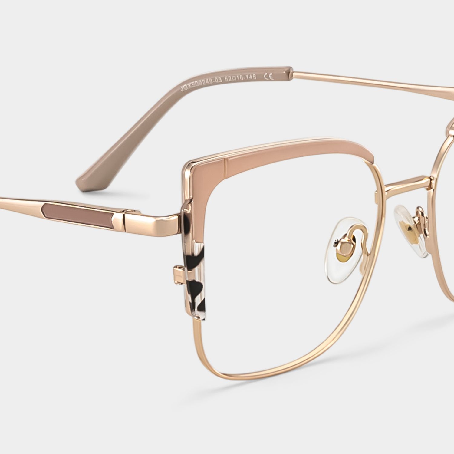 Khaki Tortoise Thin Frame Glasses With Metal Material