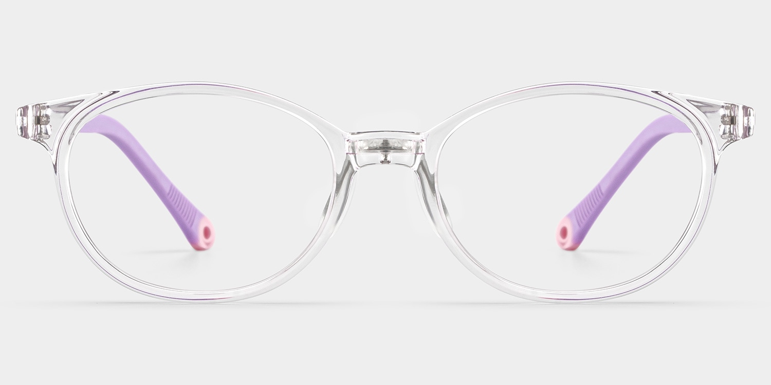 Olive Oval Crystal Purple Frame Eyeglasses for Pre-tweens