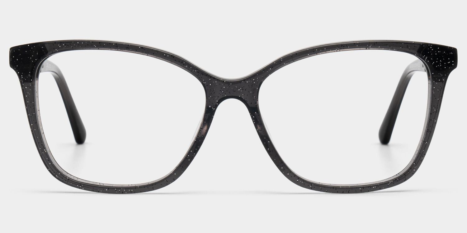 Finnian Square Clear Brown Glasses Frames with Glitter Fabric