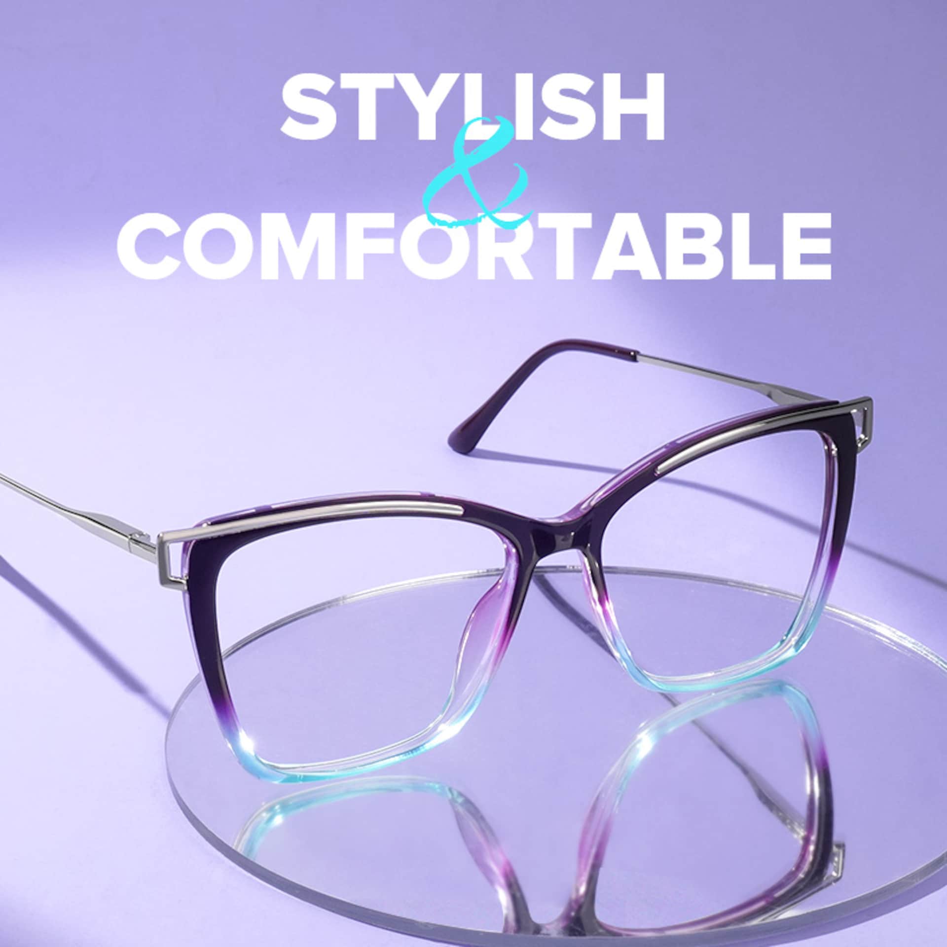 Square Krystle Purple-Blue Eyeglasses deals -Zeelool5