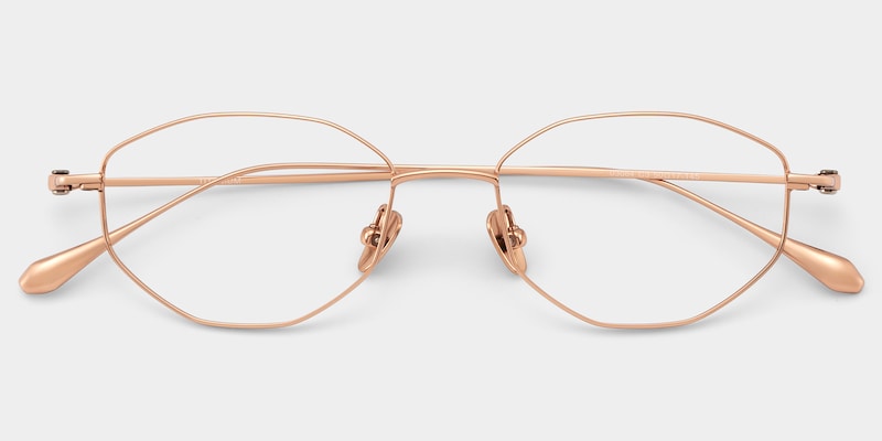 Everett Gold Frame Glasses with Geometric Frame Online |  ZEELOOL2