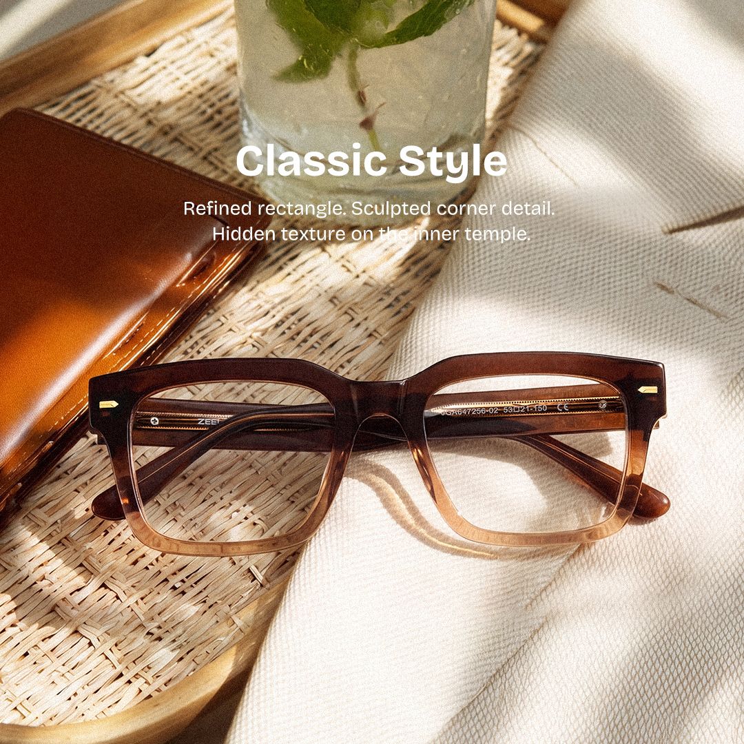 Benjamin Two-tone Wide Rectangle Glasses | ZEELOOL0