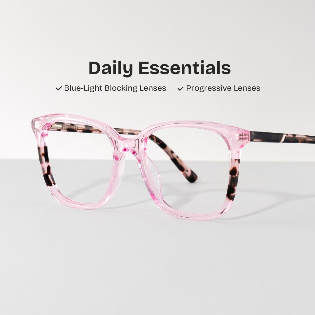 Finnley Acetate Pink Frame Glasses with Square Shape | Zeelool0