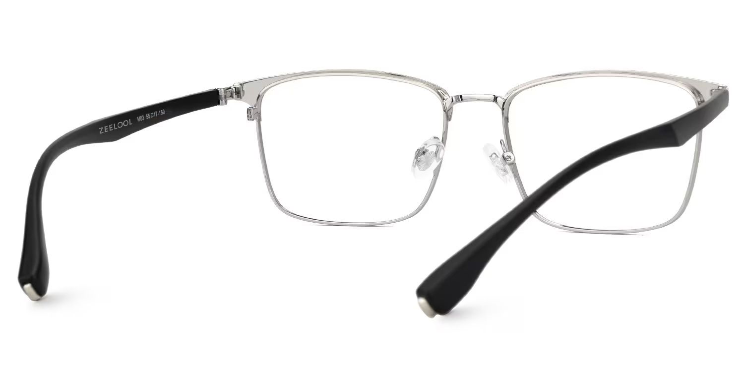 Eaddy Silver Eyeglasses with Rectangle Shape | Zeelool Optical3