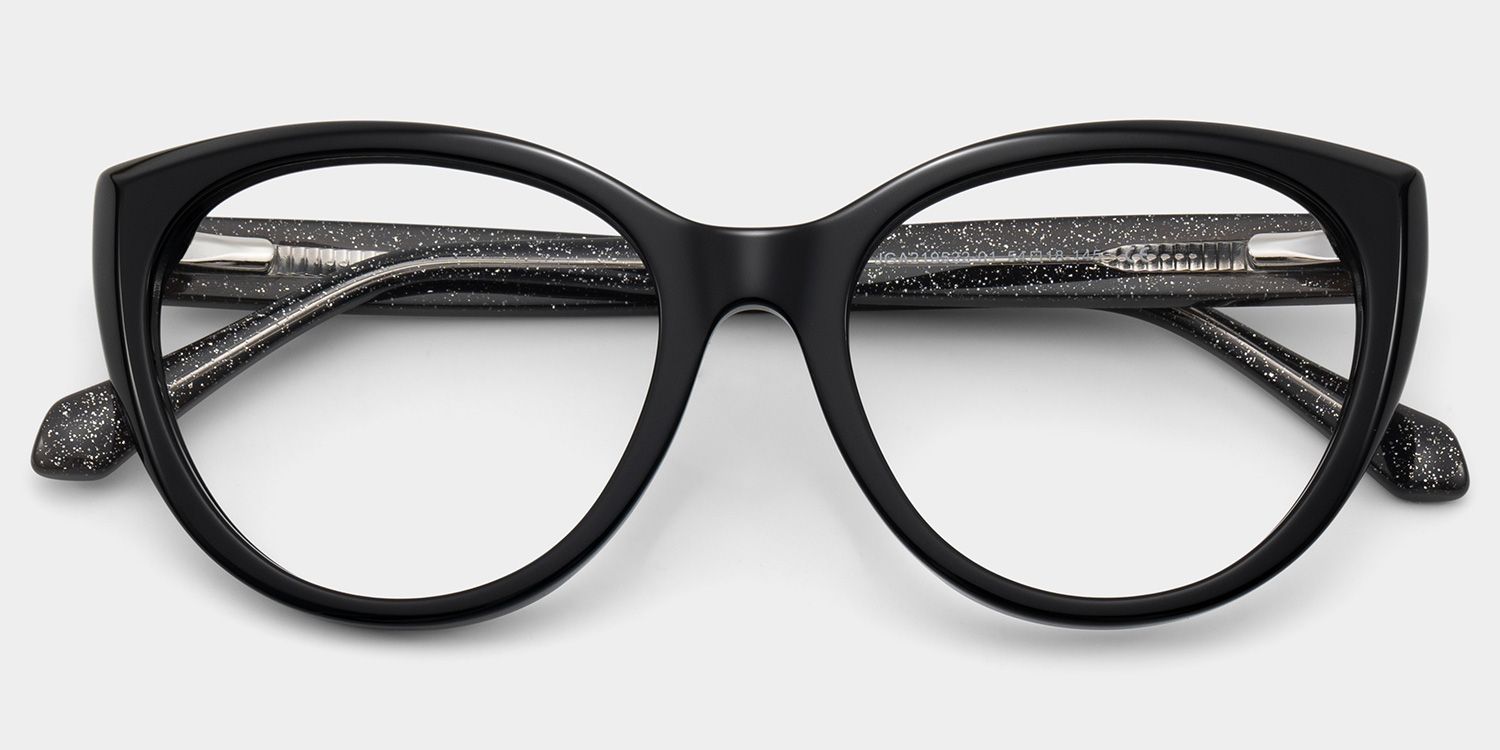 Kiera Black Cat Eye Glasses Frames in Dark Gray Glitter | ZEELOOL2