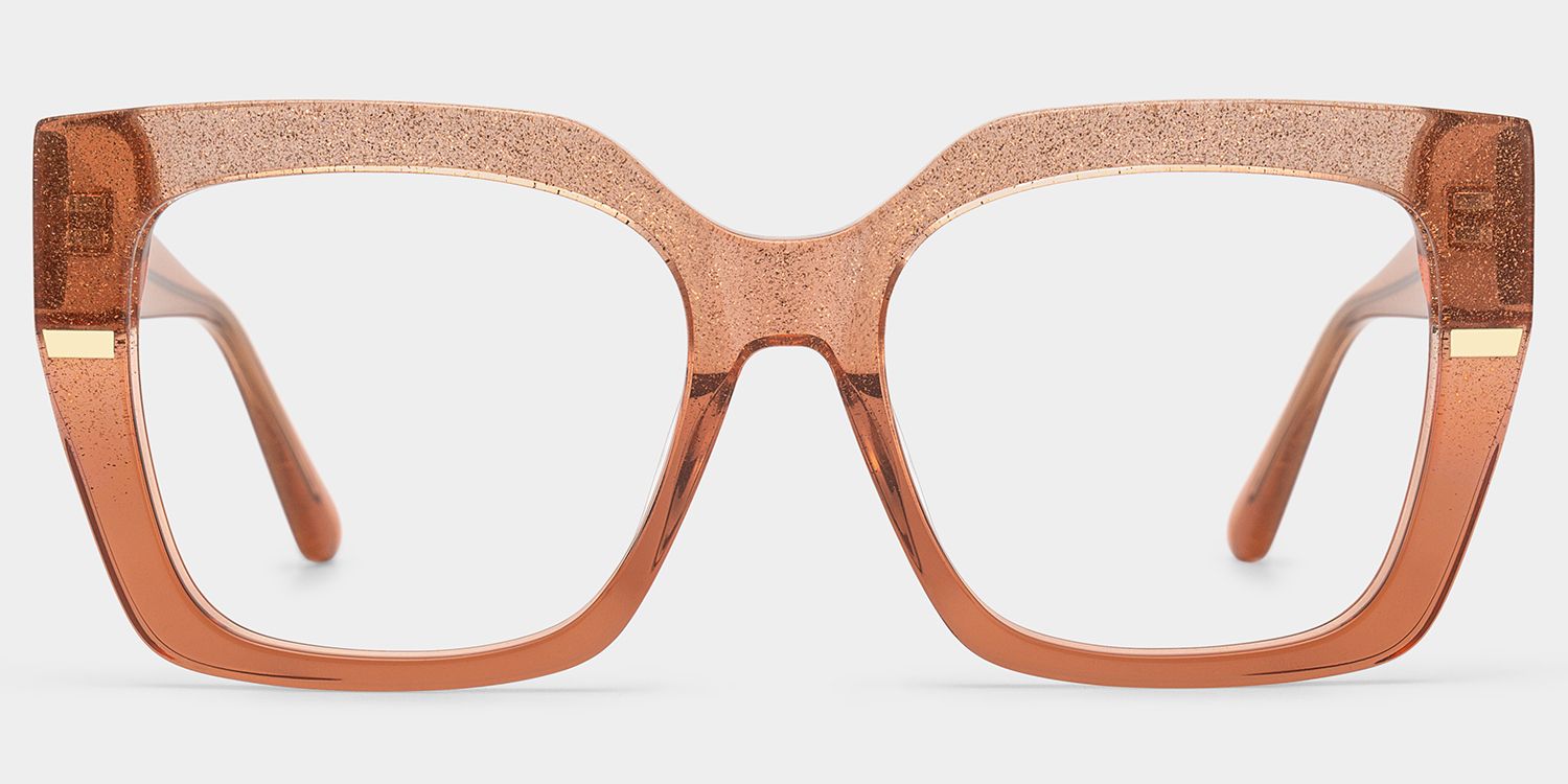 Mavis Square Clear Orange Glasses Frames For Women | ZEELOOL1