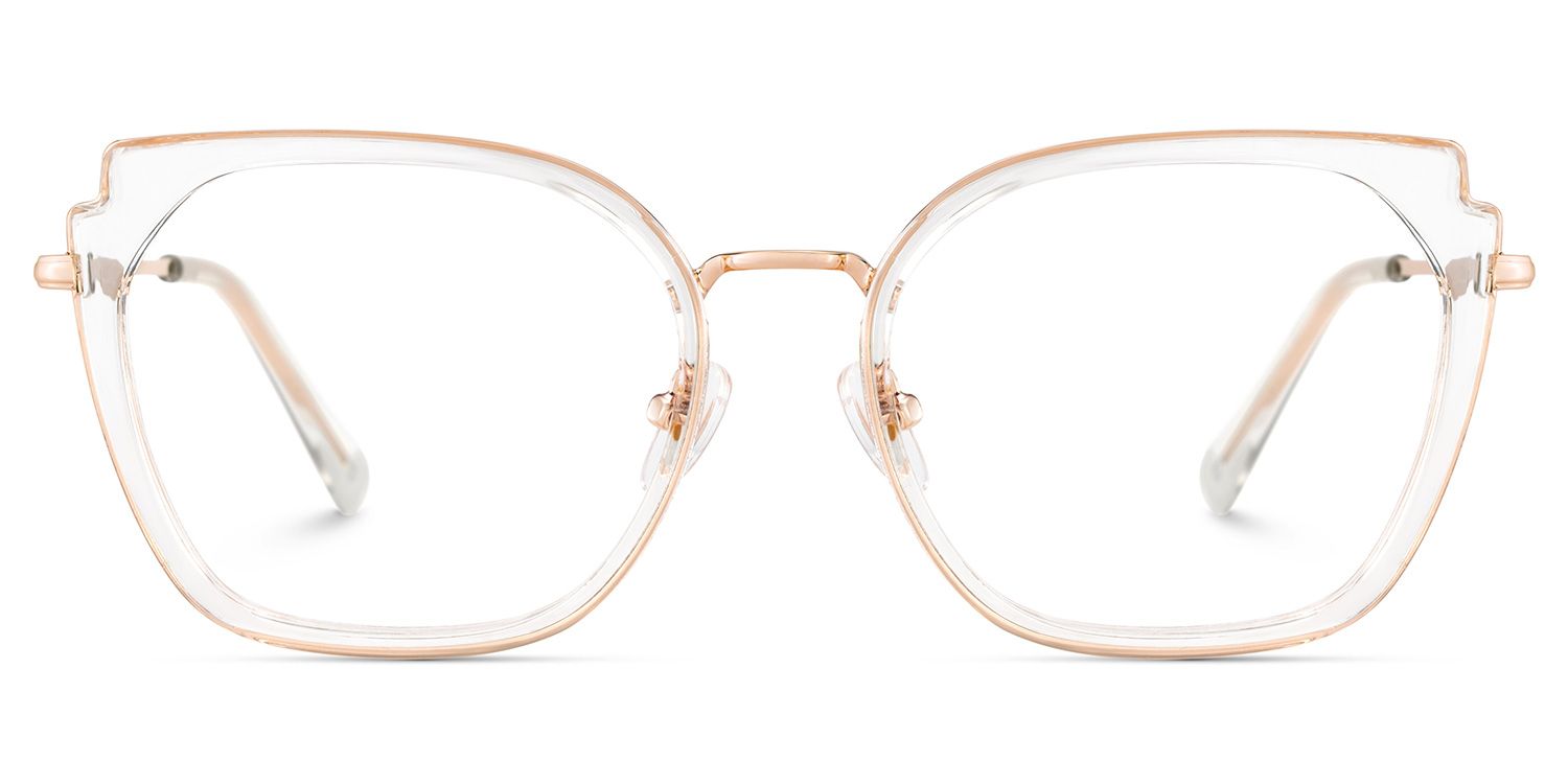 Clear Metal Frame Glasses With Wide Size For Women0