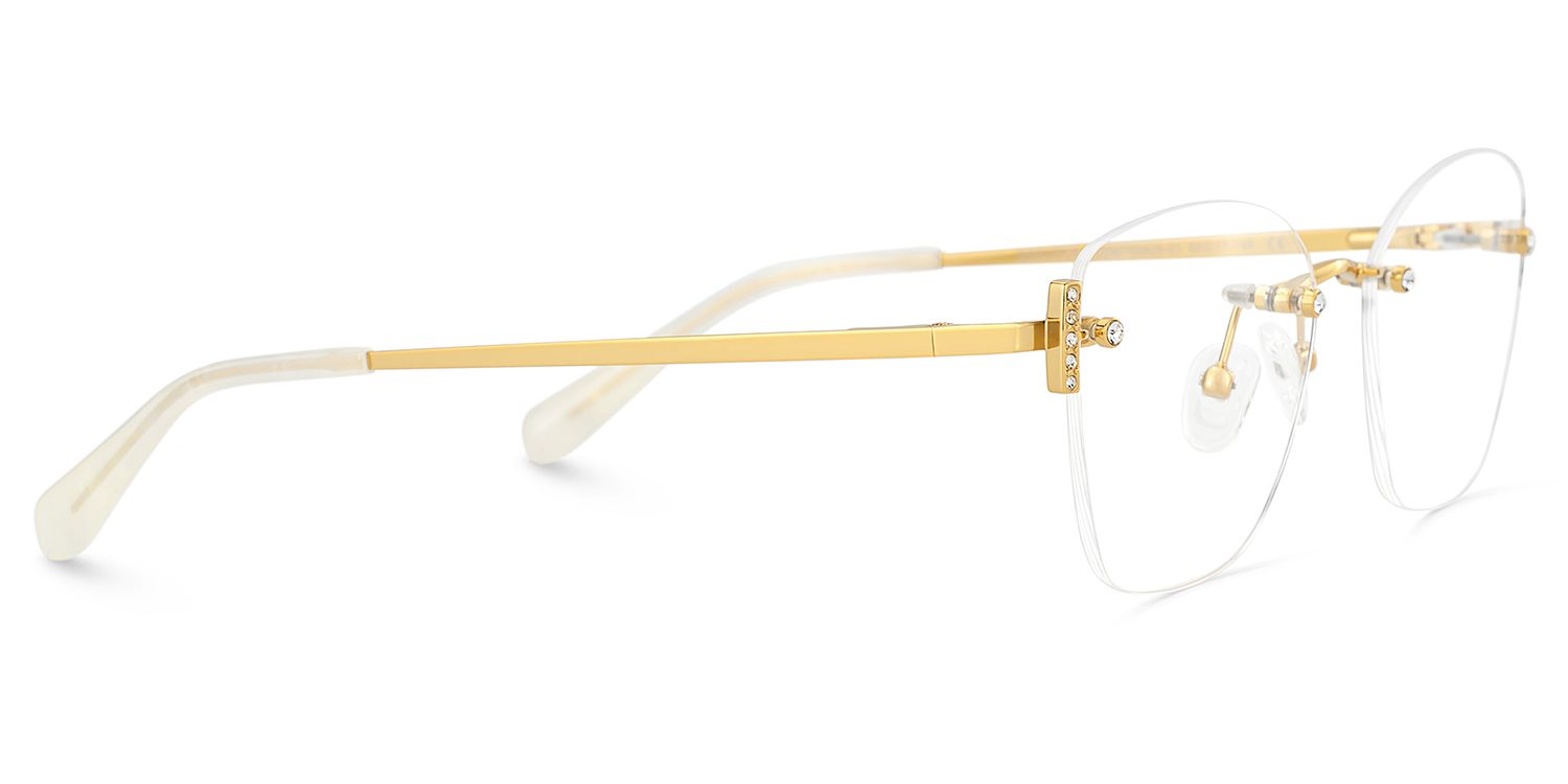 Gold Rectangle Jaxon Glasses with Rimless | Zeelool3