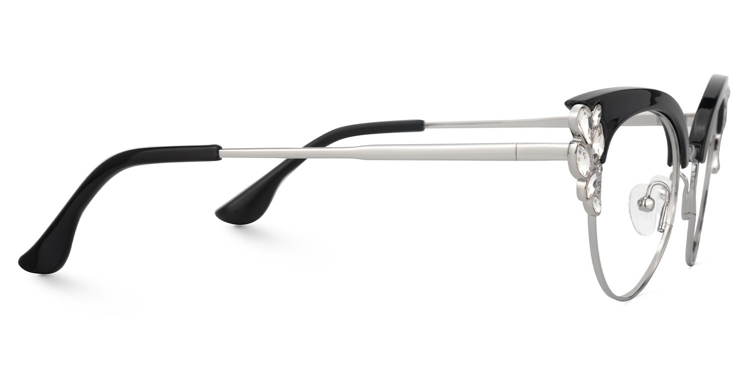 Hearn Cat Eye Black-Silver Glasses | ZEELOOL Canada2