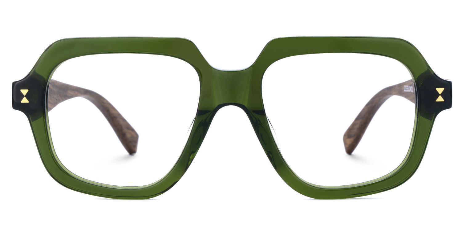Green Prescription Glasses With Geometric Shape for Men2