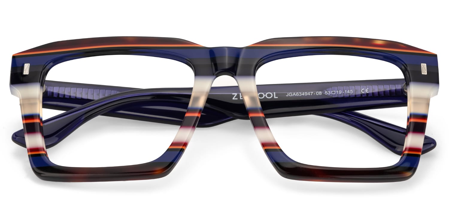 Kenish Square Blue White Glasses2