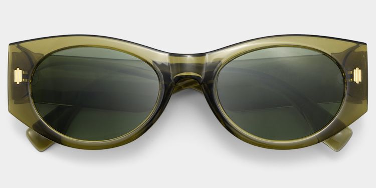 Reina Geometric Green Polarized Sunglasses