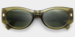 Reina Geometric Green Polarized Sunglasses1