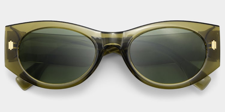 Reina Geometric Green Polarized Sunglasses