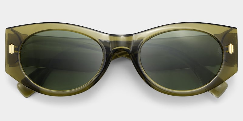 Reina Geometric Green Polarized Sunglasses