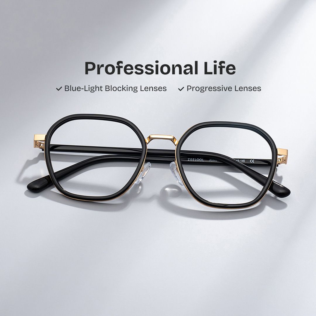 Mitchell Mixed Black Frame Glasses with Geometric Shape | Zeelool0