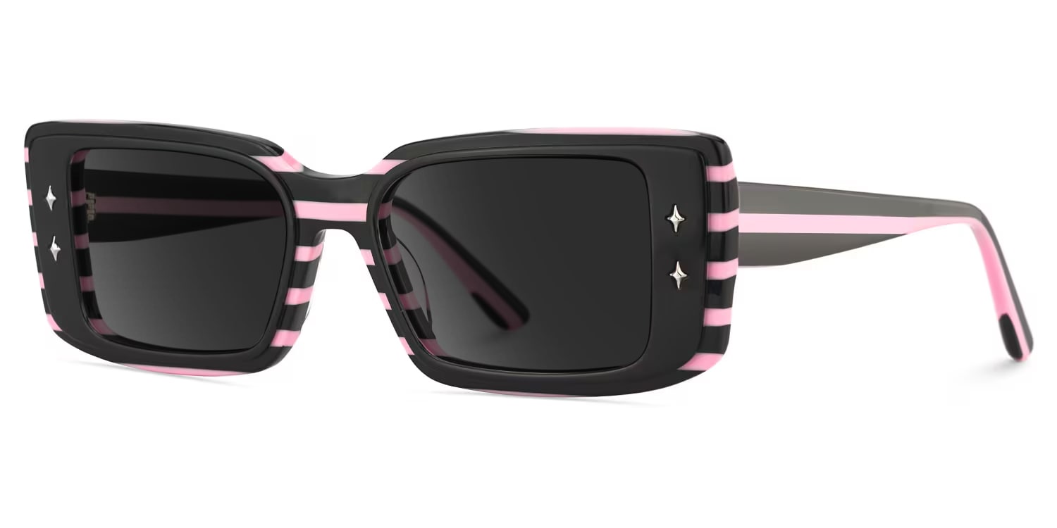 Gleam Rectangle Black Pink Sunglasses2