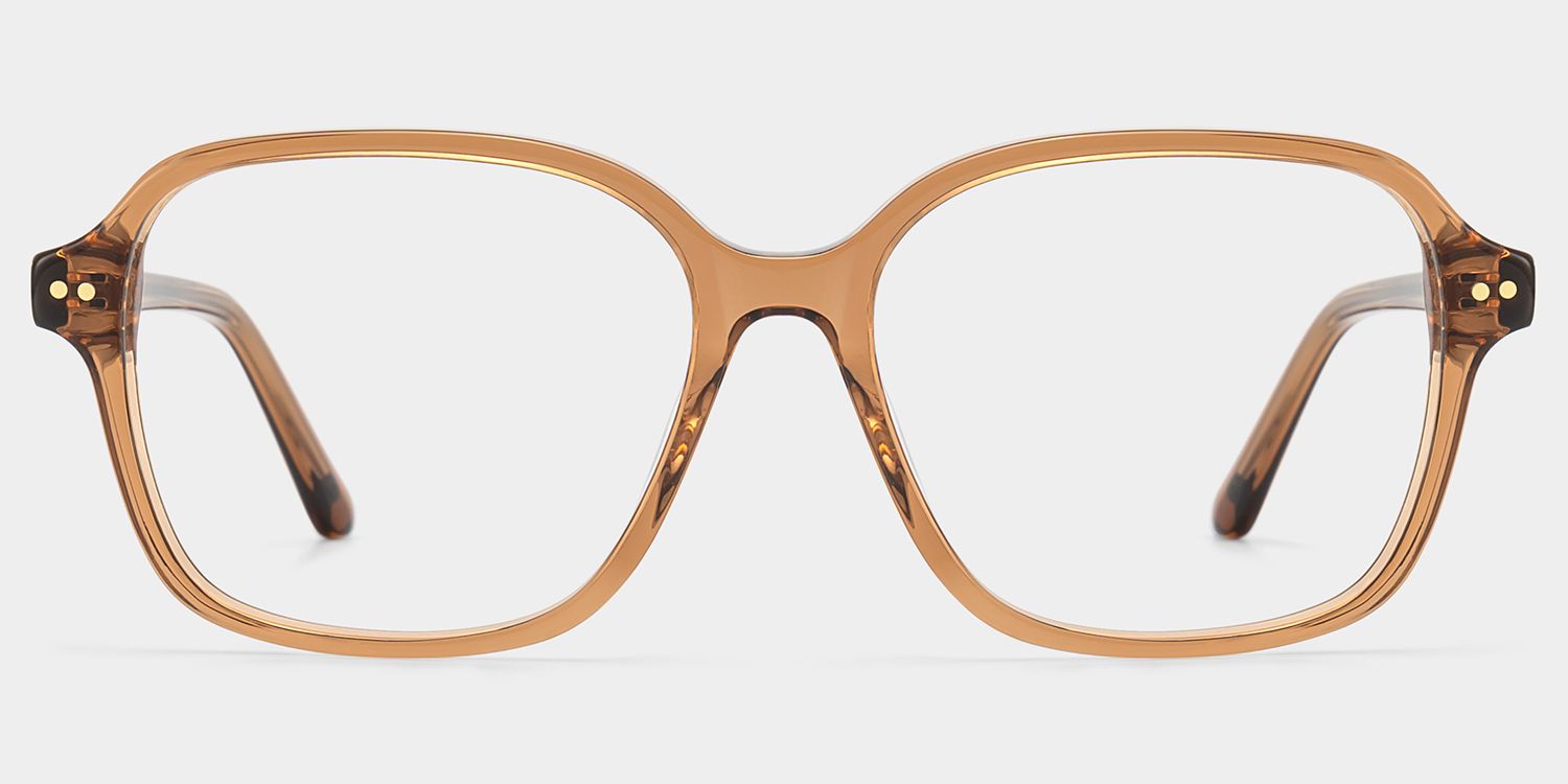 Clementine Clear Brown Square Glasses for Teenager | ZEELOOL