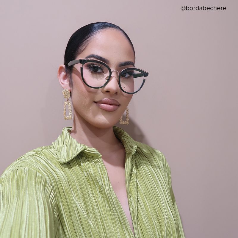 Laraine Cateye Green Eyeglasses & Metal Frames8