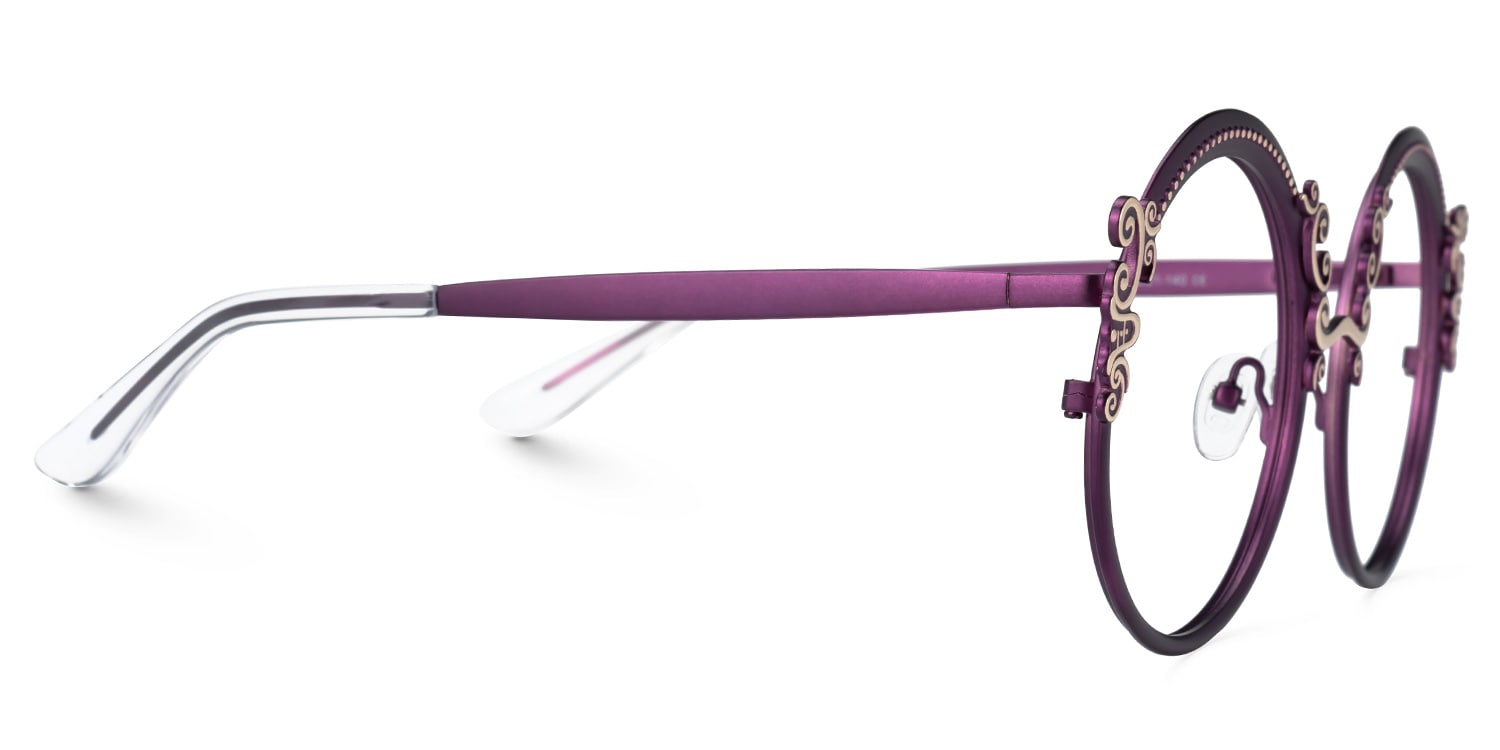 Nelida Designer Eyeglasses in Round Purple Frame2