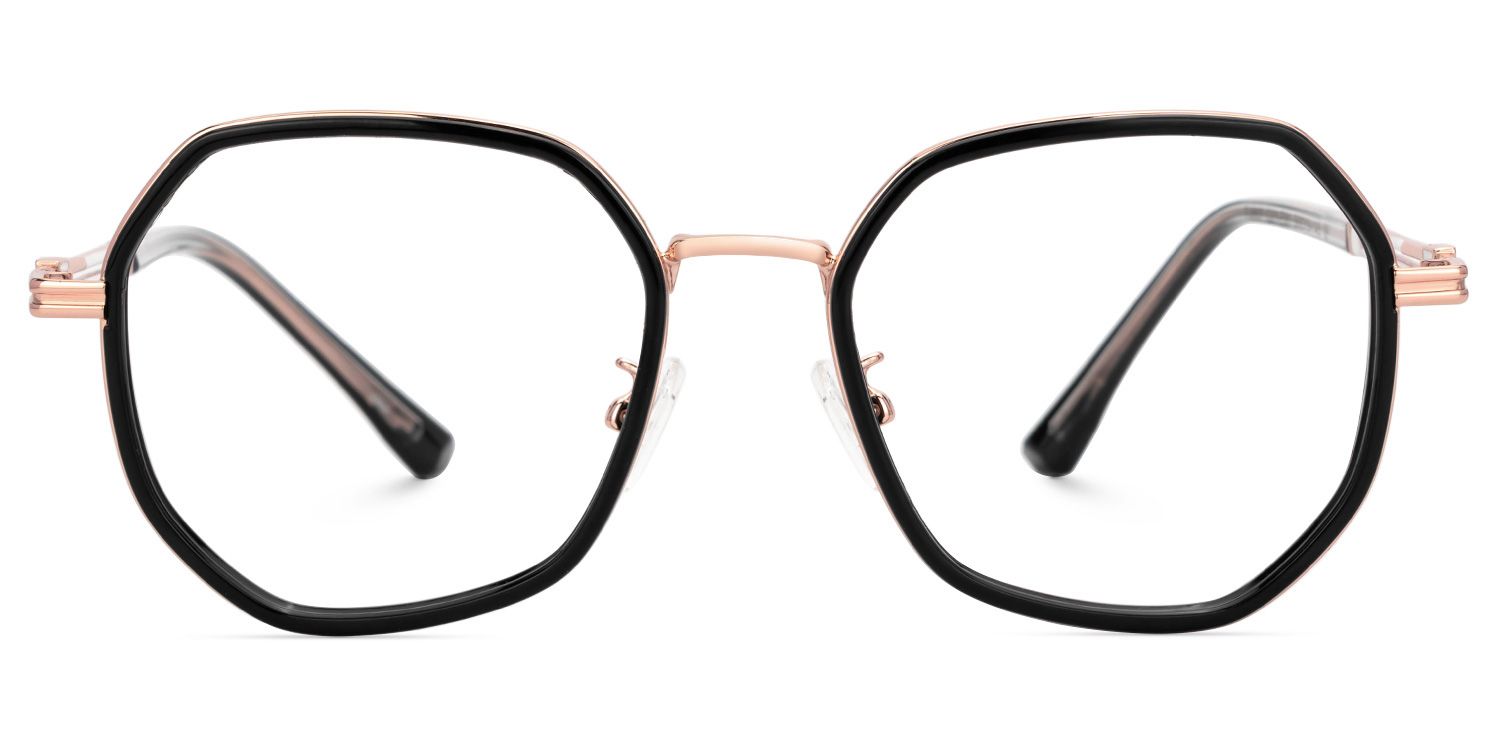 Frazier Mixed-Materials Geometric Black Frame Glasses | Zeelool0