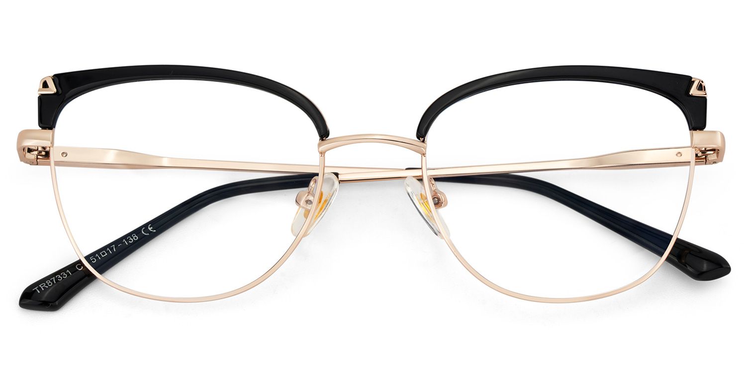 Beau Eyeglasses in Cat eye Black Gold Frame | Zeelool2