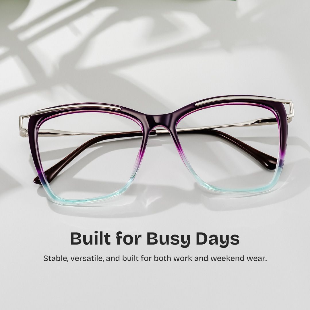 セレスティル 4点 Square Krystle Purple-Blue Eyeglasses deals -Zeelool