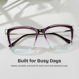 Krystle Square Purple-Blue Glasses0