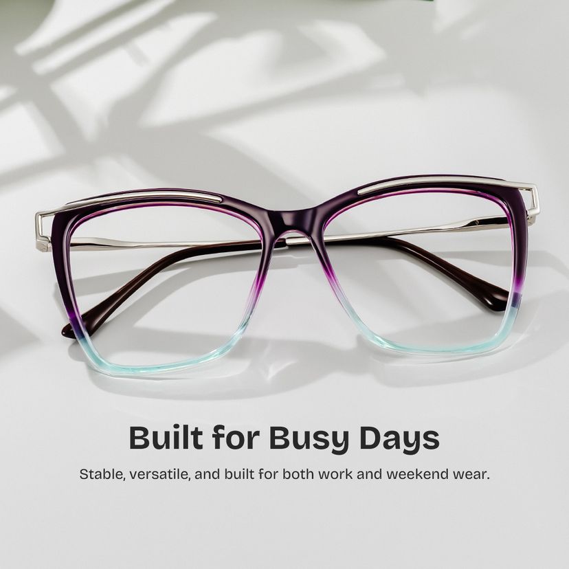 Krystle Square Purple-Blue Glasses