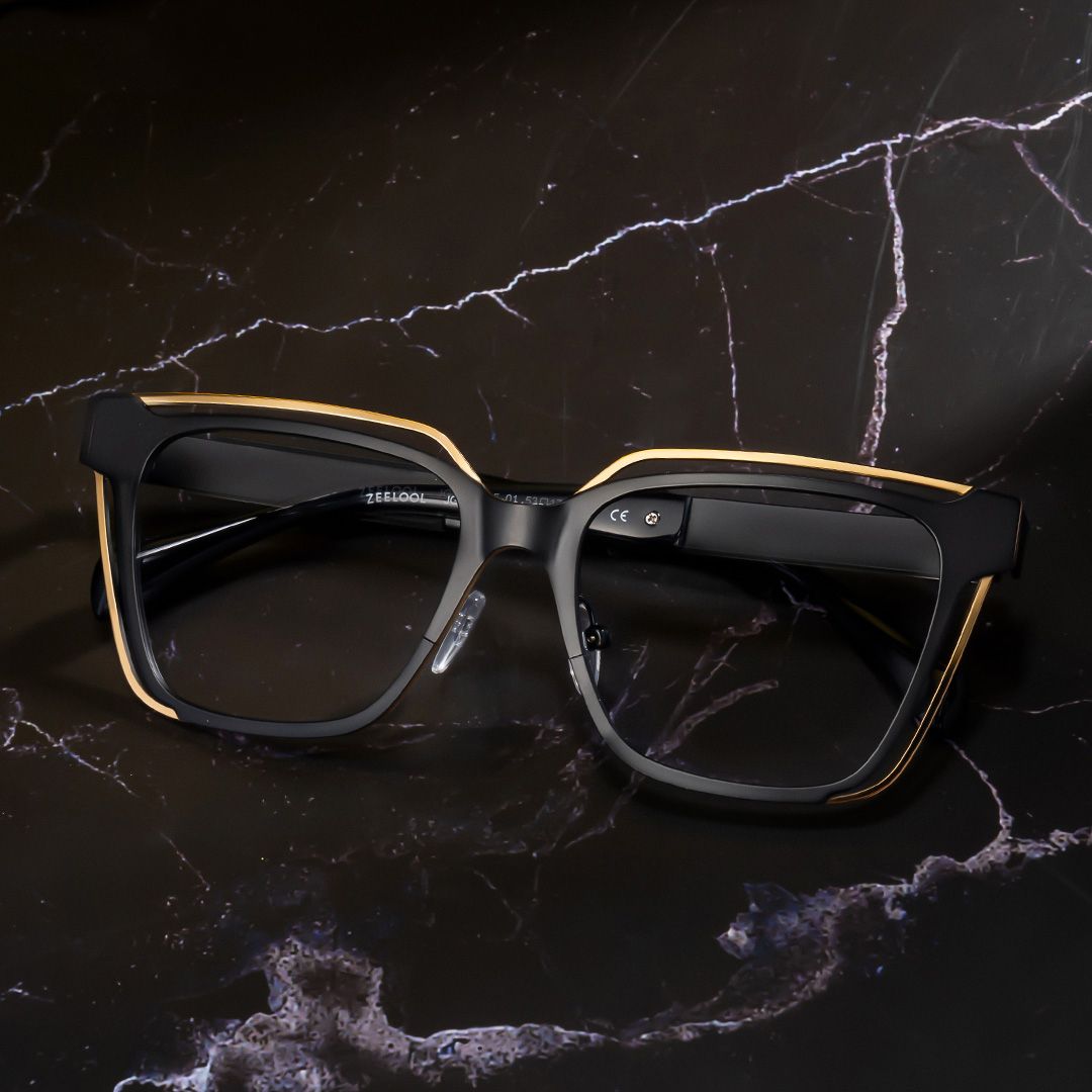 Large Black Glasses With Double Metal0