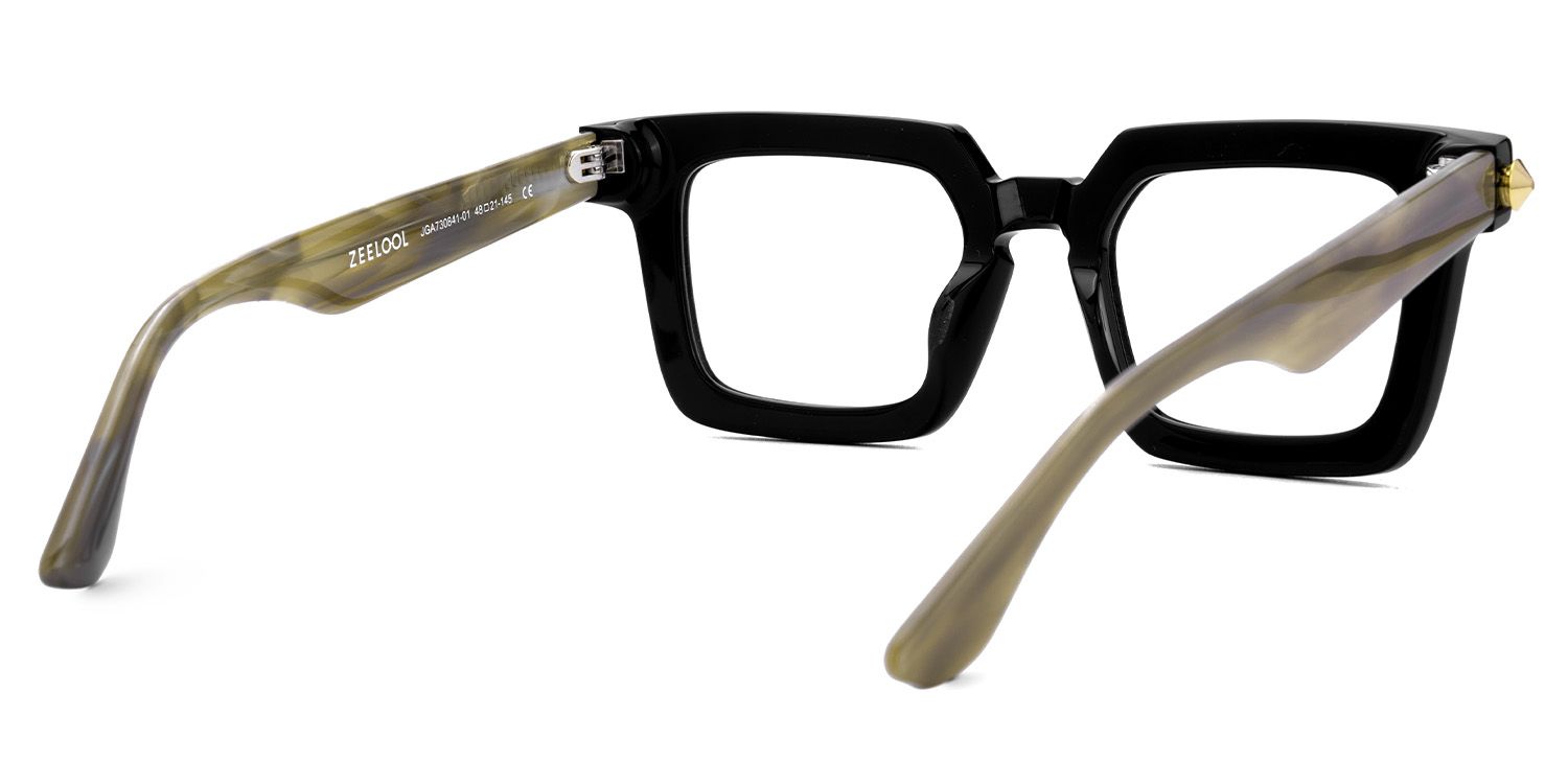 Ruthann Eco Acetate Black Square Frame Glasses Men's | Zeelool4