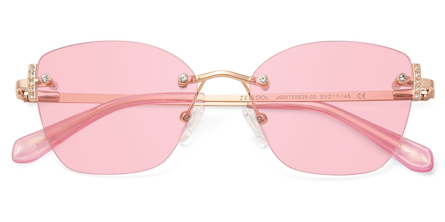 Pink Rectangle Jaxon Eyeglasses with Rimless | Zeelool1