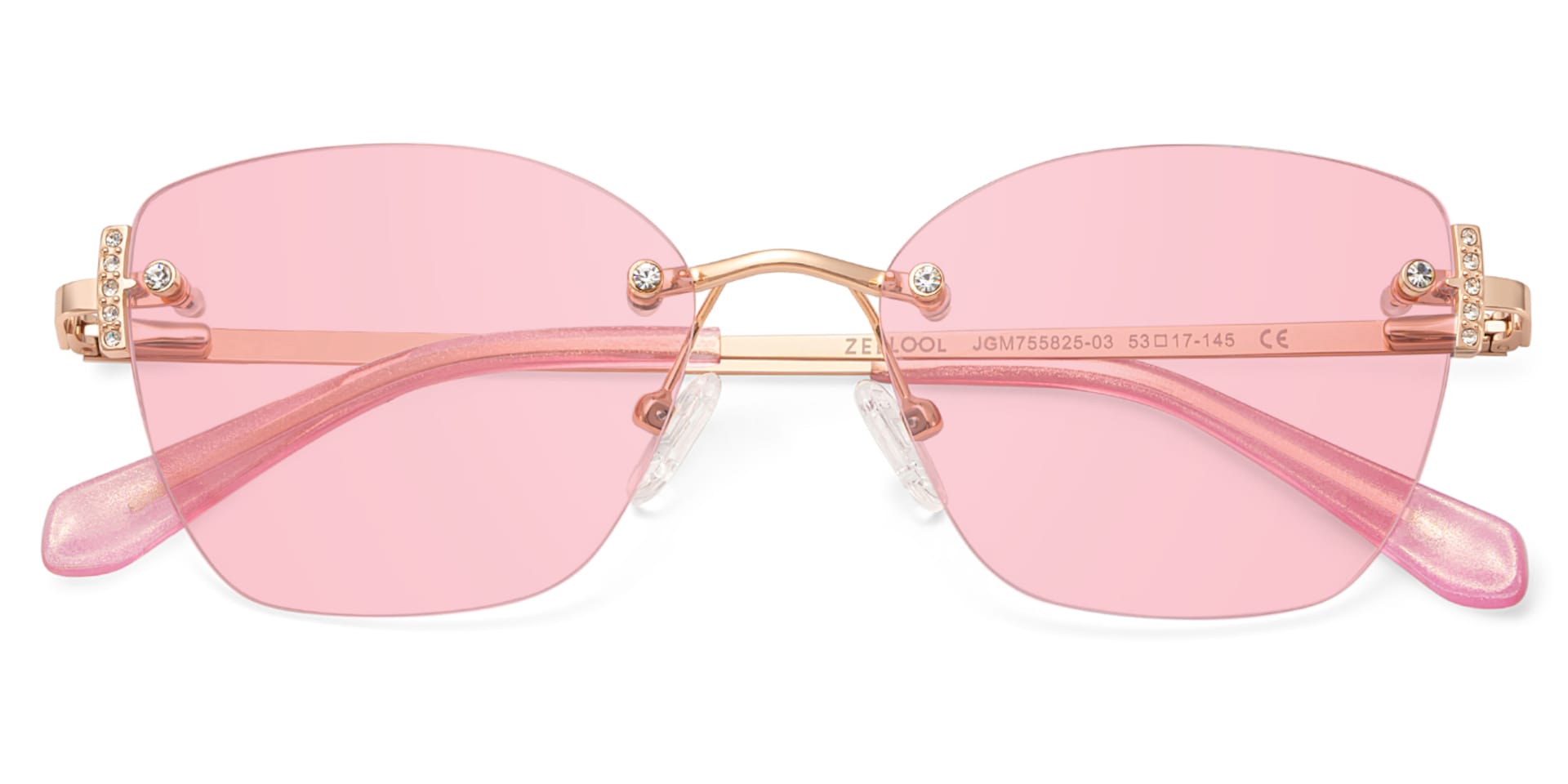 Pink Rectangle Jaxon Eyeglasses with Rimless | Zeelool1