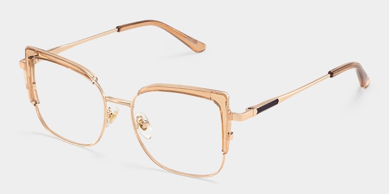 Champagne Thin Frame Glasses With Metal Material3
