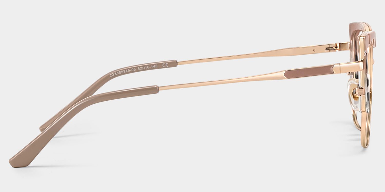 Khaki Tortoise Thin Frame Glasses With Metal Material