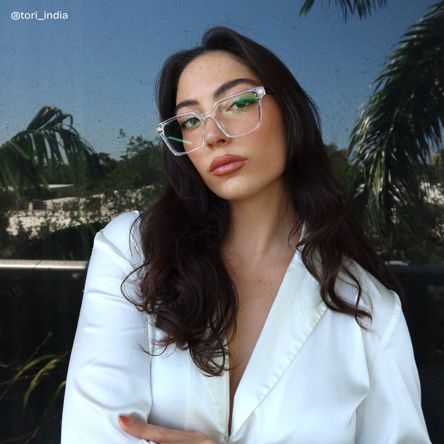 Mabel Eyeglasses in Square Clear Frame | Zeelool7