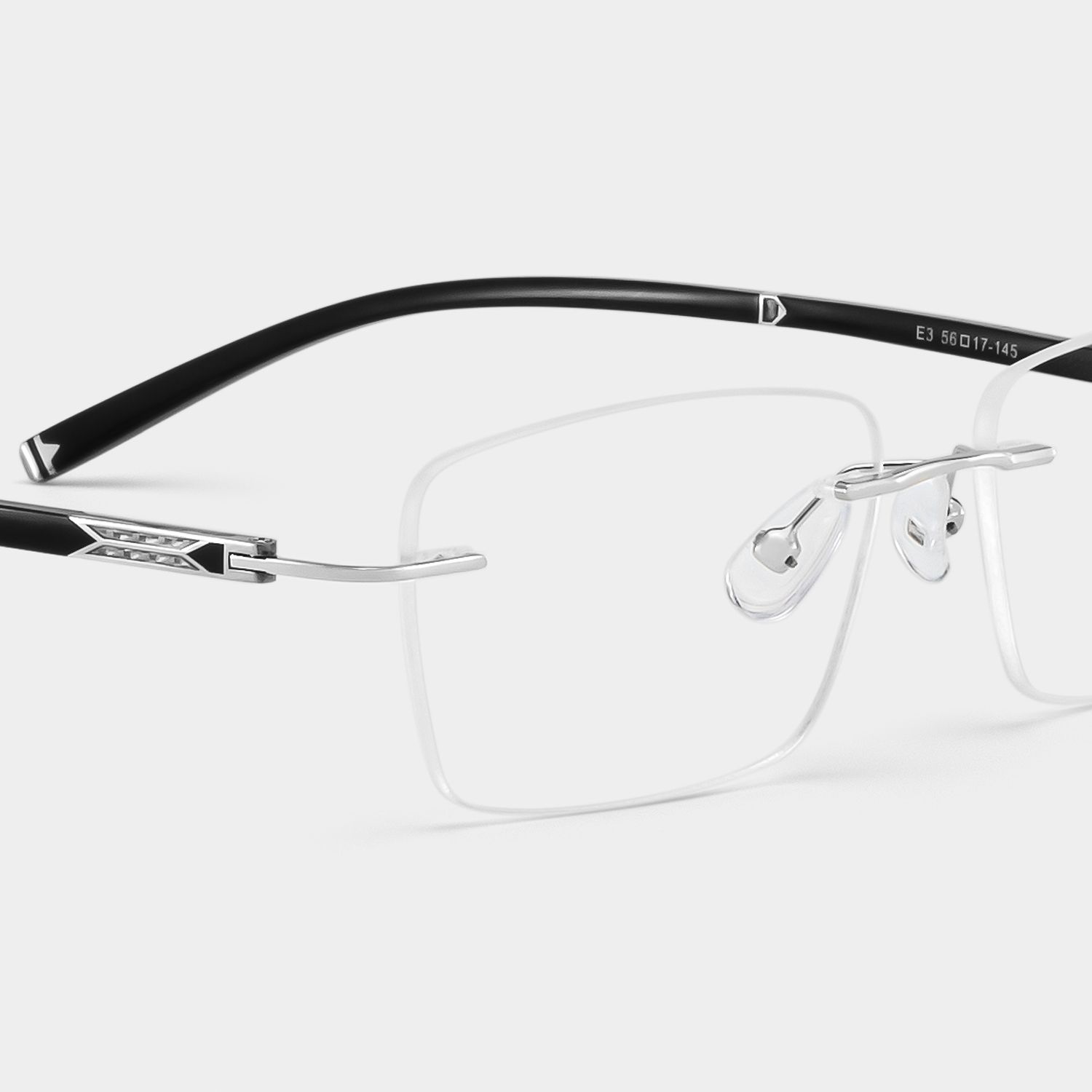 Adeline Silver Rimless Glasses for Men in Rectangle Frame | ZEELOOL5