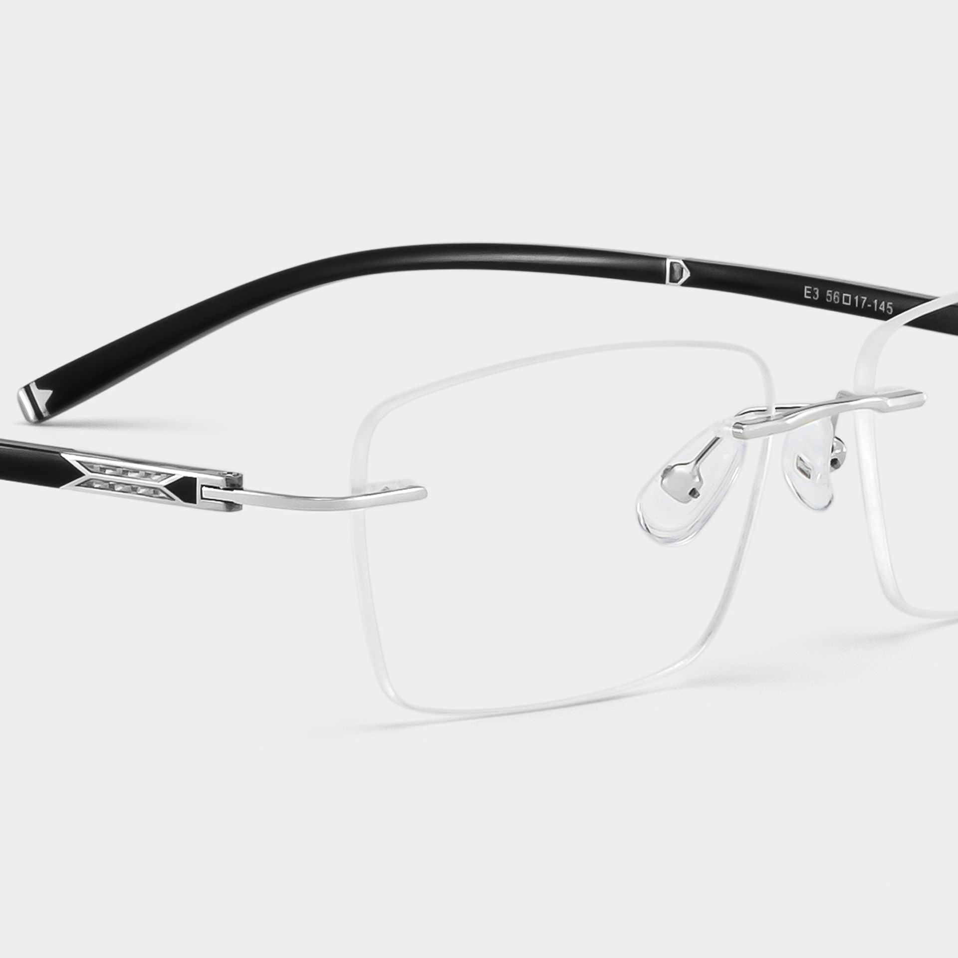 Adeline Silver Rimless Glasses for Men in Rectangle Frame | ZEELOOL5