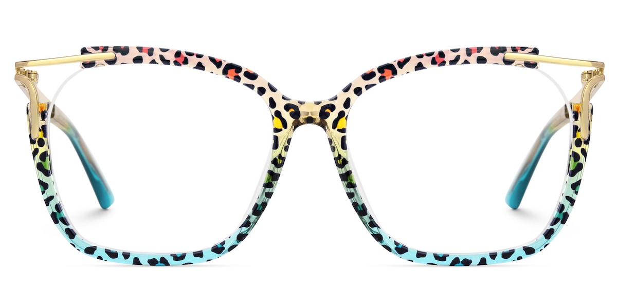 Sidibe Square Blue Leopard Glasses19