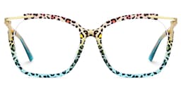 Sidibe Square Blue Leopard Glasses0
