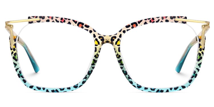 Sidibe Blue Leopard Square Glasses
