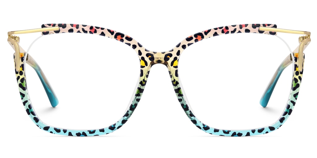 Sidibe Square Blue Leopard Glasses