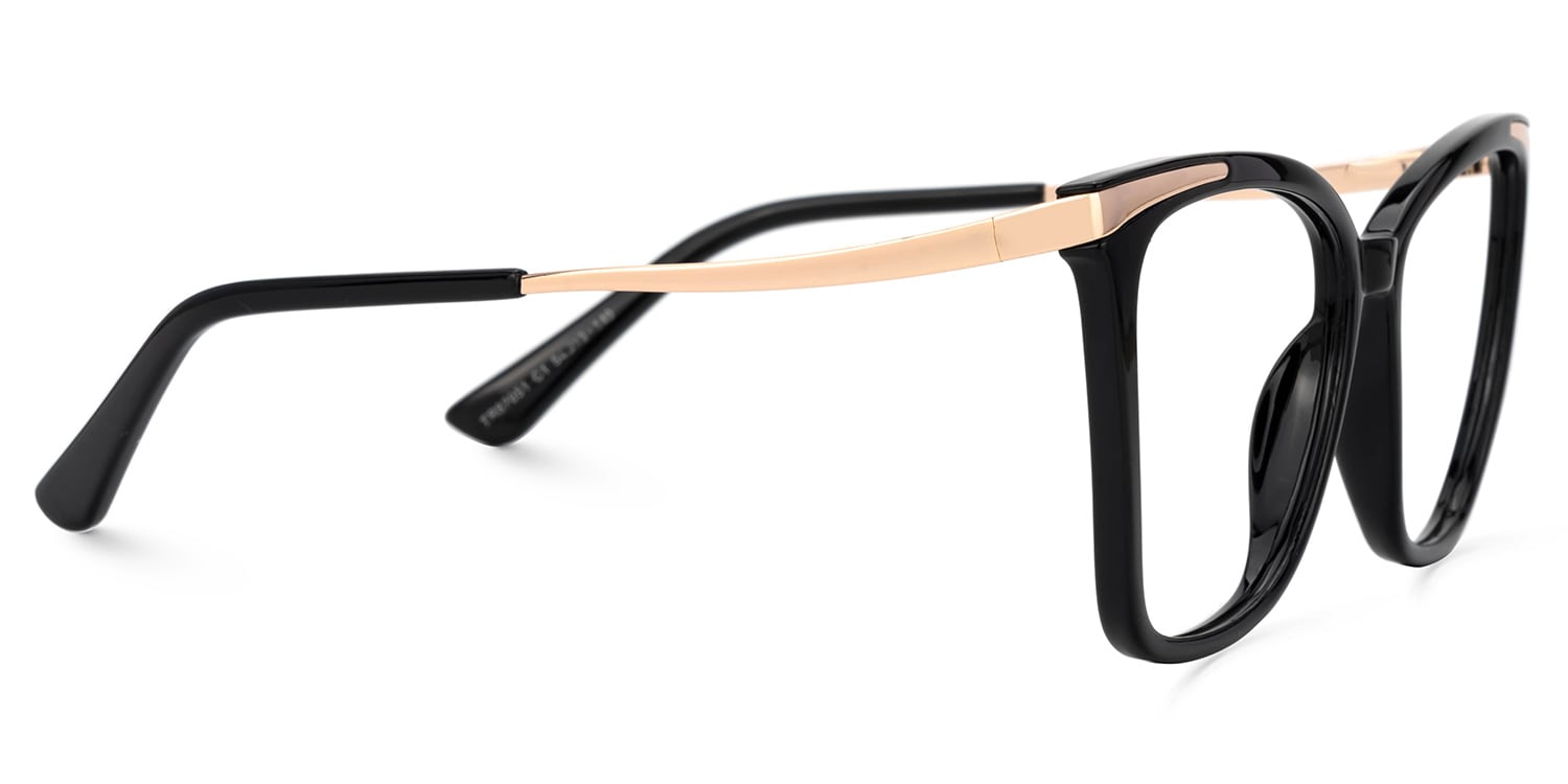 Greer Black Butterfly Frame Glasses with Gold Arms2