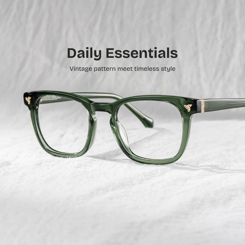 Heather Square Green Glasses