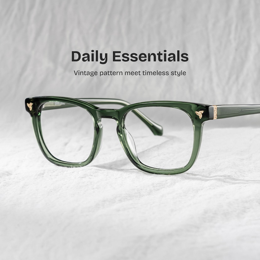 Heather Square Green Glasses