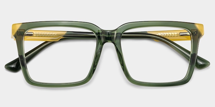 Troy Rectangle Green Glasses