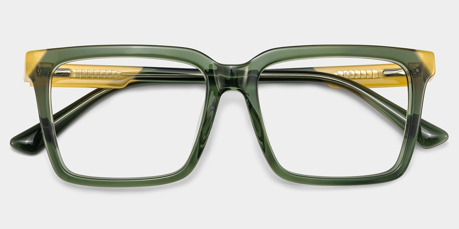 Troy Rectangle Green Glasses2